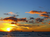 Colorful sunset at Waikiki