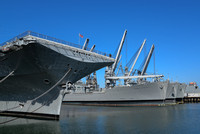 Bow of the USS Hornet and the Crane Ships