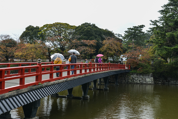 Crossing Manabubashi into Odawara-jo park