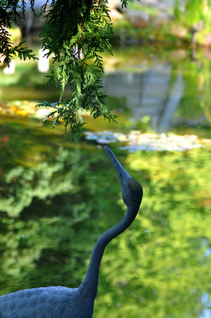 Statue greets the pond