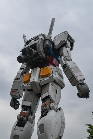 Rear view of the Gundam statue