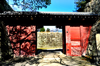 Red gates to Wakayama Castle
