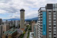 A view of Robson Street and English Bay