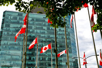 Flags in downtown Vancouver