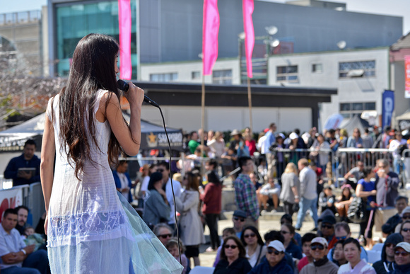 Mayuko performing in the Peace Plaza