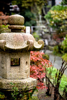 Stone lantern in the rain