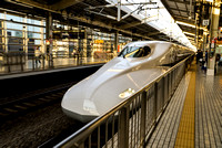 The sleek design of the Shinkansen